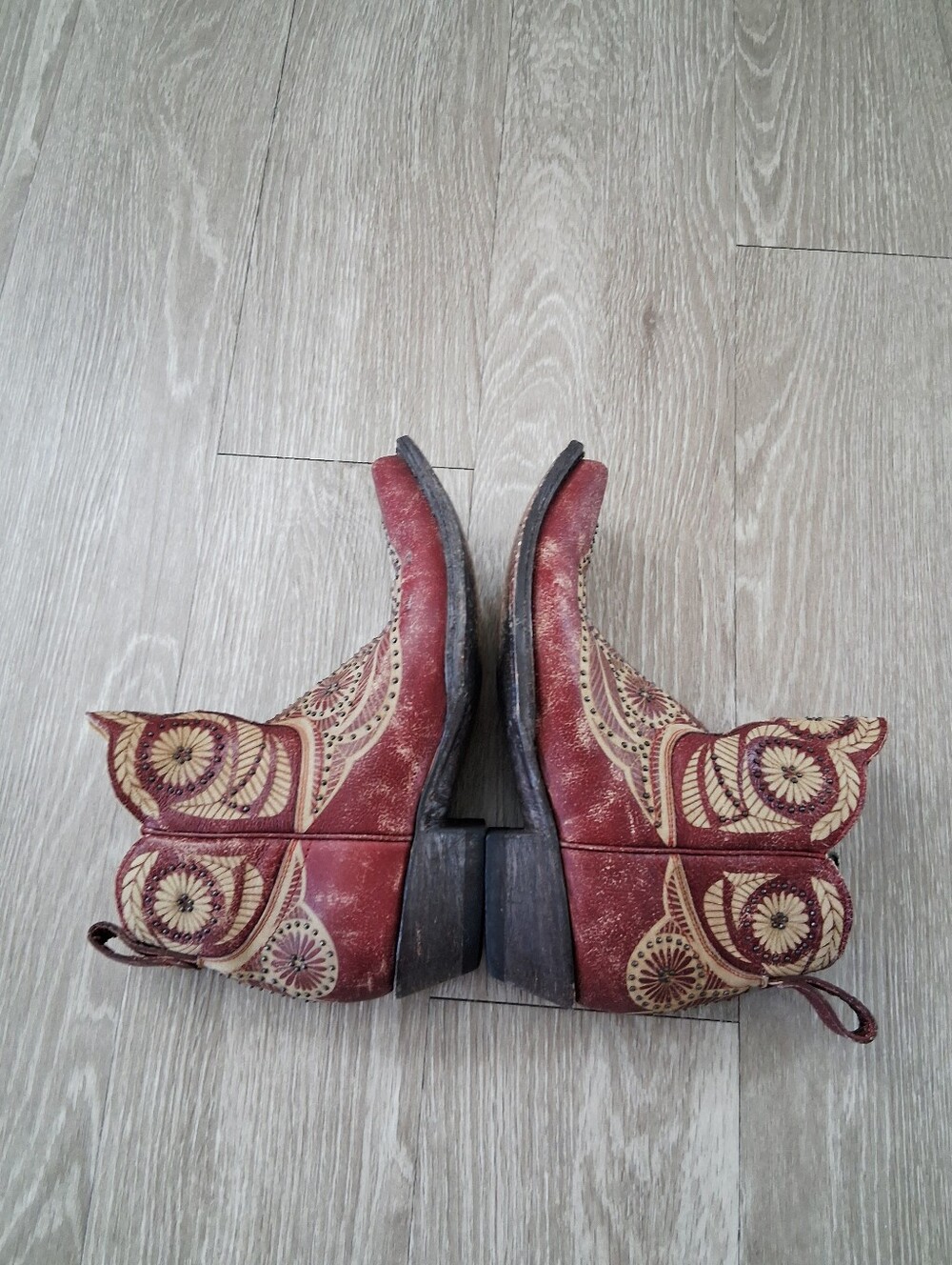 Old Gringo Valentine Dion Boots 2775 Red Distressed Leather Studded Floral - Picture 11 of 16